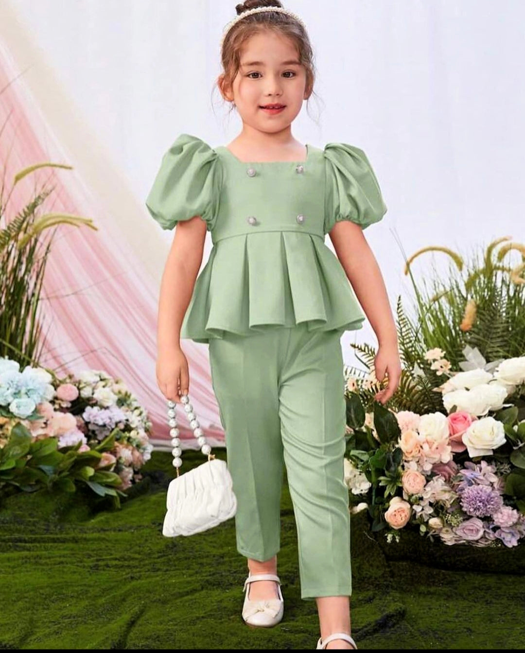 BABY PROUD PISTA COLOR TOP AND PANT WITH HAIR BAND