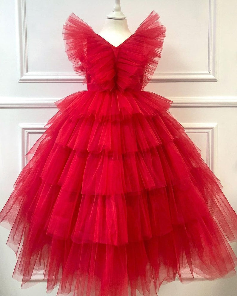 BABY PROUD RED COLOR FROCK WITH HAIR BAND