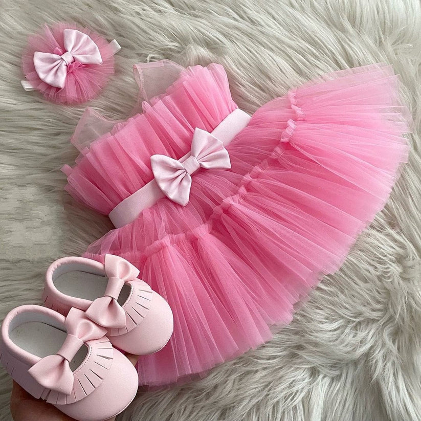 Baby proud Pink Party Wear Kids Baby frock