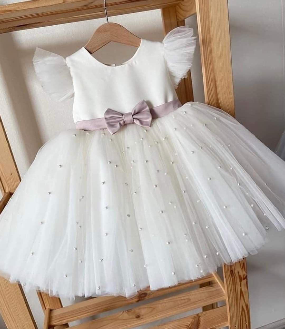 White Color Net Party Wear Kids Baby Frock - Main Image