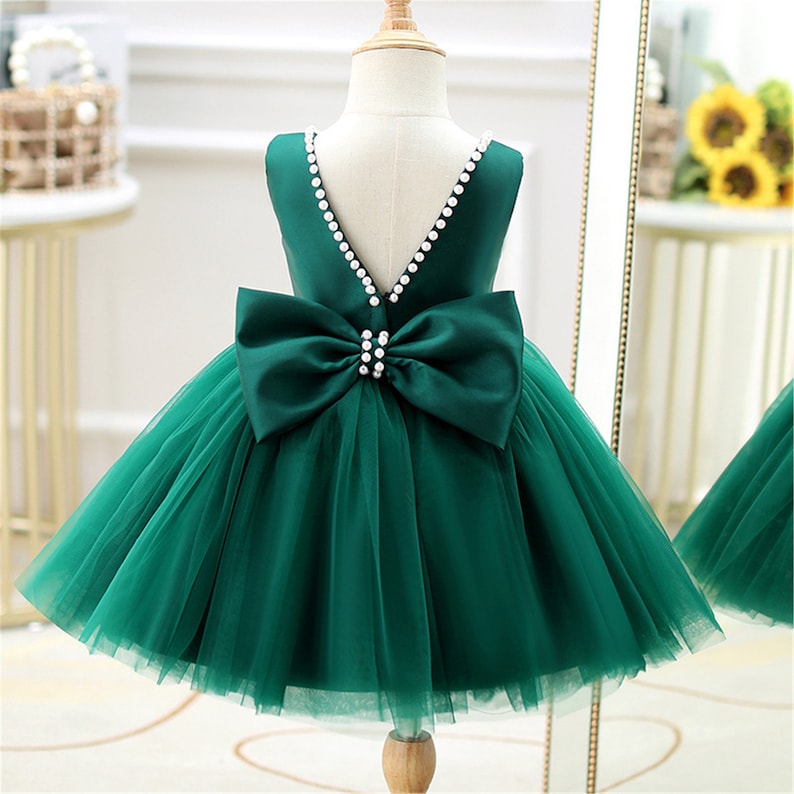 BABY PROUD DARK GREEN COLOR FROCK WITH HAIR BAND babyproud.in