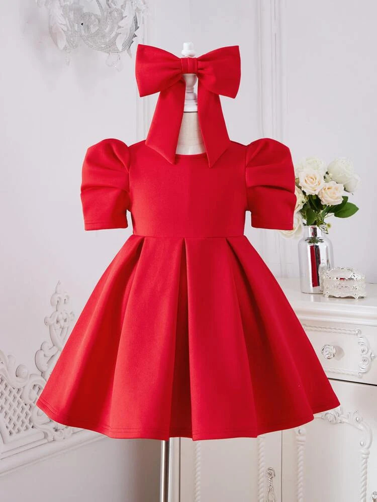 BABY PROUD RED COLOR FROCK WITH HAIR BAND