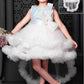 White Sleeveless And Sequins With Bow Embellished Tailback Frock For Girls