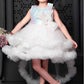 White Sleeveless And Sequins With Bow Embellished Tailback Frock For Girls