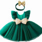 BABY PROUD GREEN COLOR FROCK WITH HAIR BAND