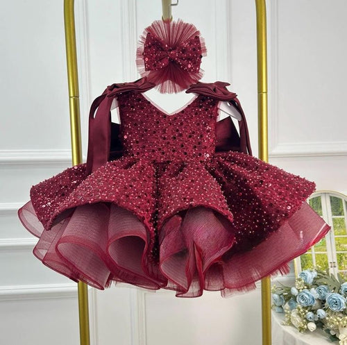 what size was marilyn monroe's happy birthday dress Peach Handworked Birthday Frock For Baby Girl