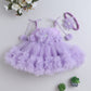 Baby Proud Rani Party Frock for Infants with Tie-Knot Singlet Sleeves and Beaded Floral Corsage,With Shoes