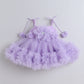 Baby Proud Rani Party Frock for Infants with Tie-Knot Singlet Sleeves and Beaded Floral Corsage,With Shoes
