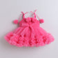 Baby Proud Rani Party Frock for Infants with Tie-Knot Singlet Sleeves and Beaded Floral Corsage,With Shoes