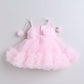 Baby Proud Rani Party Frock for Infants with Tie-Knot Singlet Sleeves and Beaded Floral Corsage,With Shoes