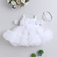 Baby Proud Rani Party Frock for Infants with Tie-Knot Singlet Sleeves and Beaded Floral Corsage,With Shoes