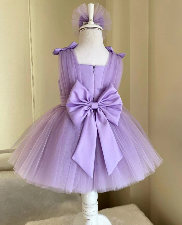 BABY PROUD PURPLE COLOR FROCK WITH HAIR BAND