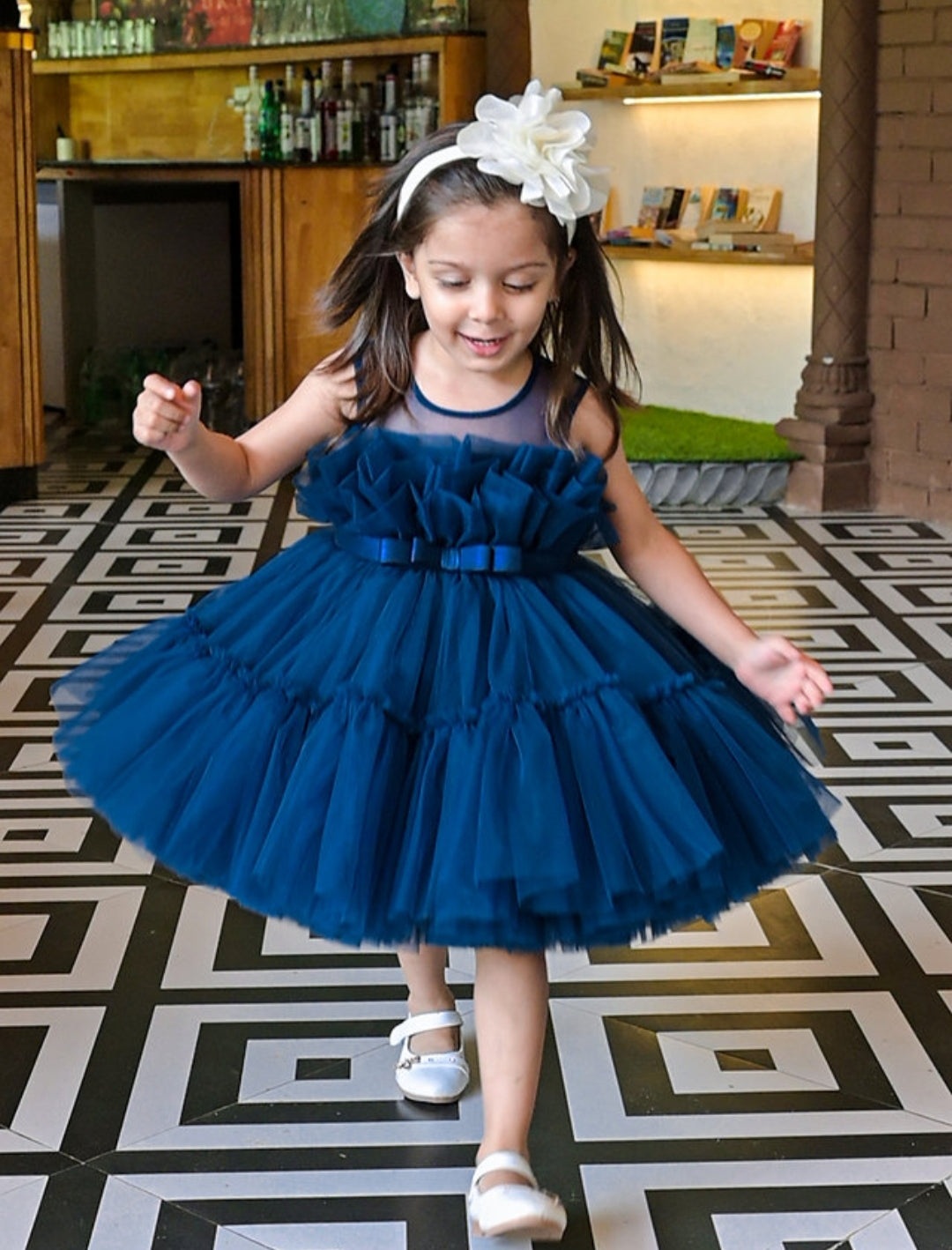 Buy Aqua Blue Printed Cotton Dress | PV230173/PIVI5 | The loom