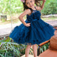 BABY PROUD TEAL NET PARTYWEAR KIDS GIRL DRESS