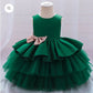 Baby Proud Dark Green Kids party Wear Dress