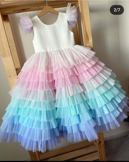 BABY PROUD MULTY COLOR FROCK WITH HAIR BAND