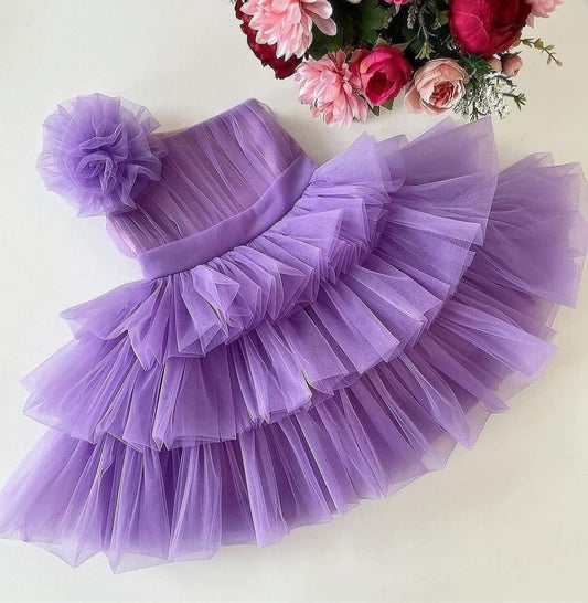 BABY PROUD PURPLE COLOR FROCK WITH HAIR BAND