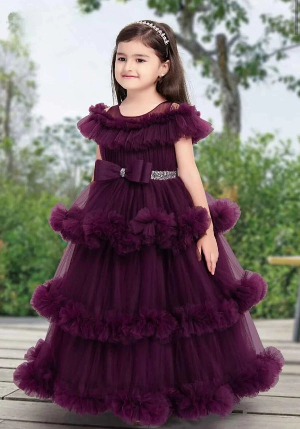 Dark Wine kids Party Wear Gown