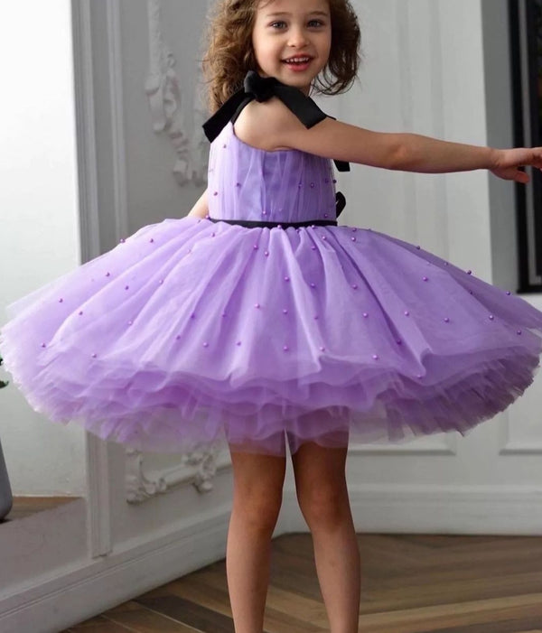 Baby Proud Purple Color Peals Kids Girls Dress