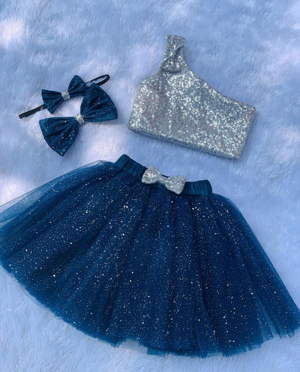 Baby Proud Party Wear Top And Skirts with accessories