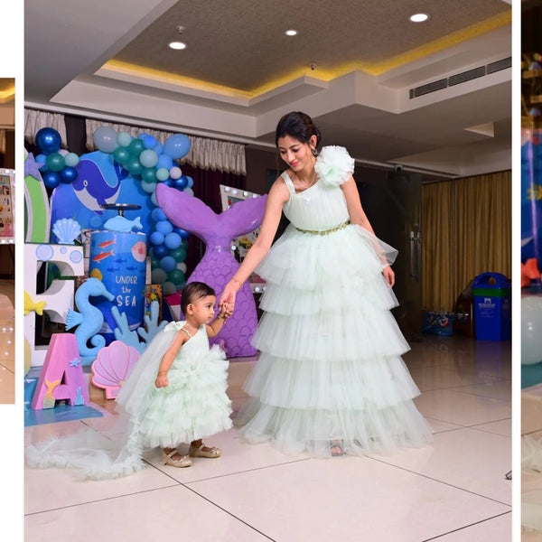 Baby proud party wear mom & daughter combo