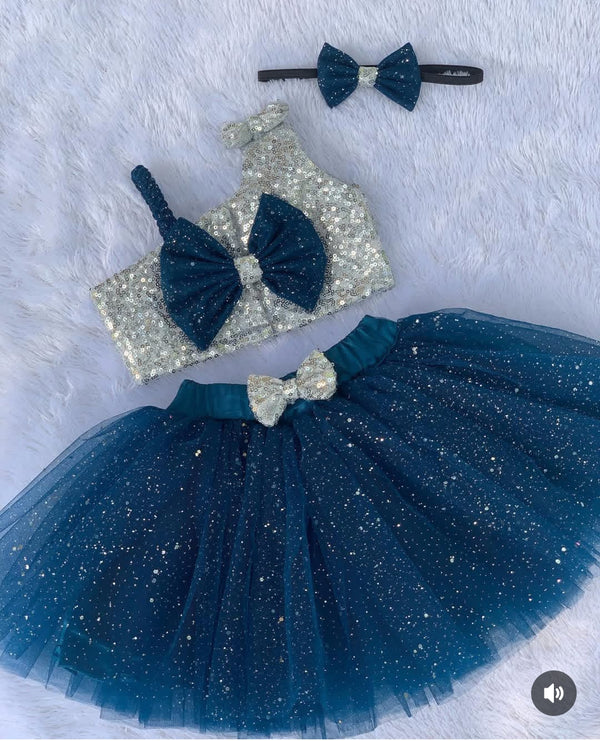 Baby Proud Party Wear Top And Skirts with accessories