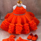 BABY PROUD PARTY WEAR FROCK ,WITH SHOES, HAIR BAND AND TAIL