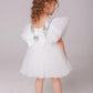 White Sleeveless And Sequins With Bow Embellished Frock For Girls