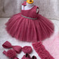 Beautiful Birthday Party Frock Dress Hair Band & Shoes