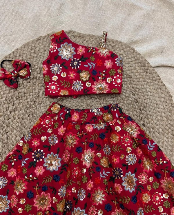 Heavy Georgette Sequence Work Top With Amrella Skirts
