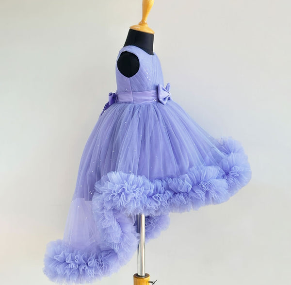 BABY PROUD PARTY WEAR FROCK HIGH & LOW WITH HAIR BAND