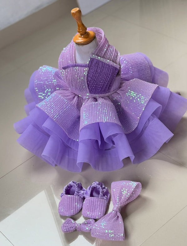 👗 Newborn Baby Embellished Partywear Frock Full Set for Girls 👑