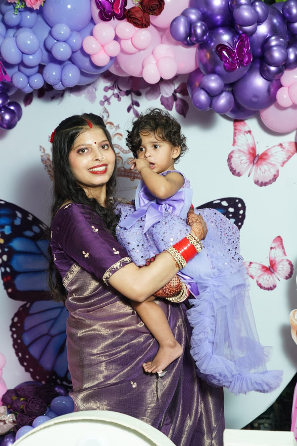 👗 Newborn Baby Embellished Partywear Frock Full Set for Girls 👑(New)