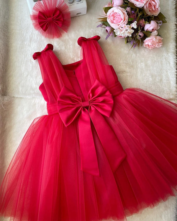 Red Color Net Party Wear Kids Baby Frock