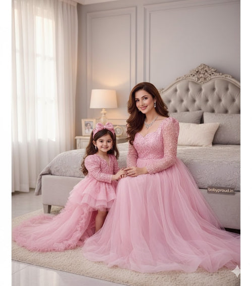 Party Wear Mother Daughter Combo Dress Mother Daughter Matching Dress,  Dresses For First Birthday, Mommy And