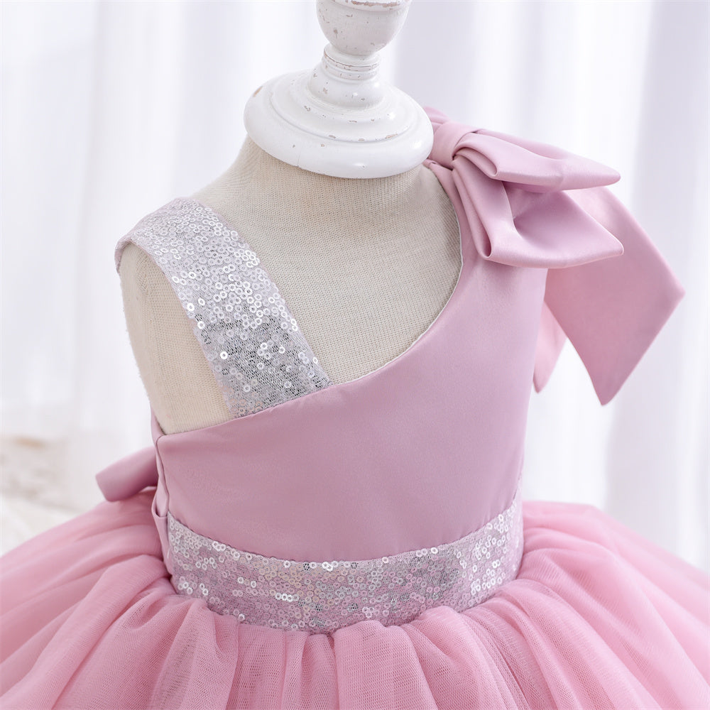 BABY PROUD BABY PINK FROCK WITH HAIR BAND