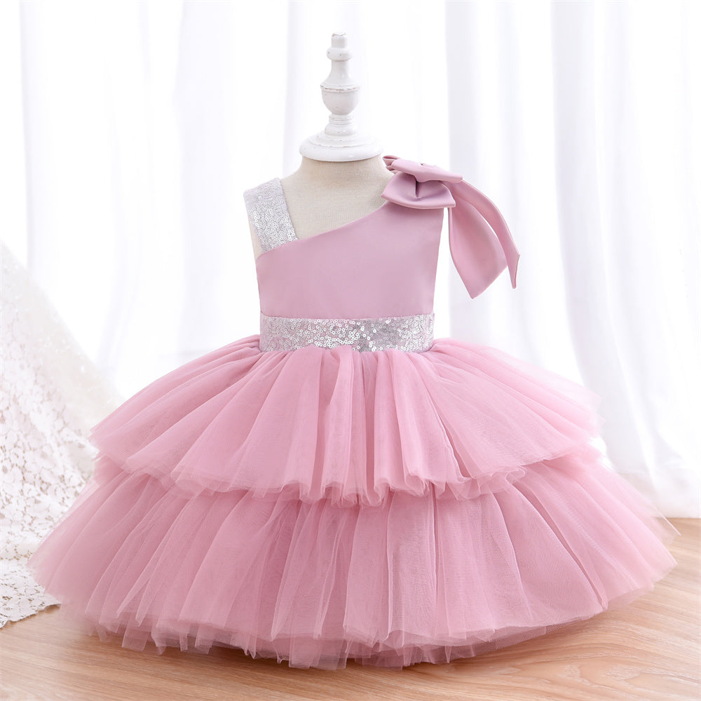 BABY PROUD BABY PINK FROCK WITH HAIR BAND