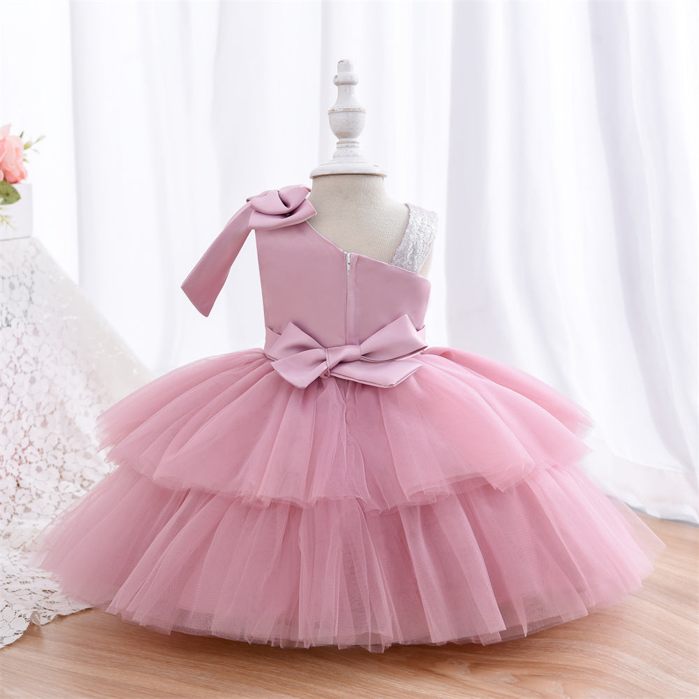 BABY PROUD BABY PINK FROCK WITH HAIR BAND