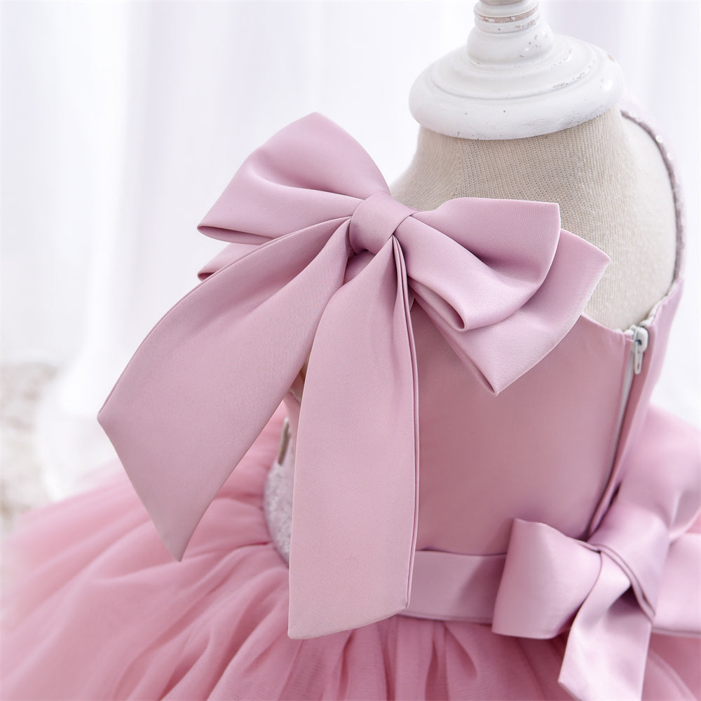 BABY PROUD BABY PINK FROCK WITH HAIR BAND