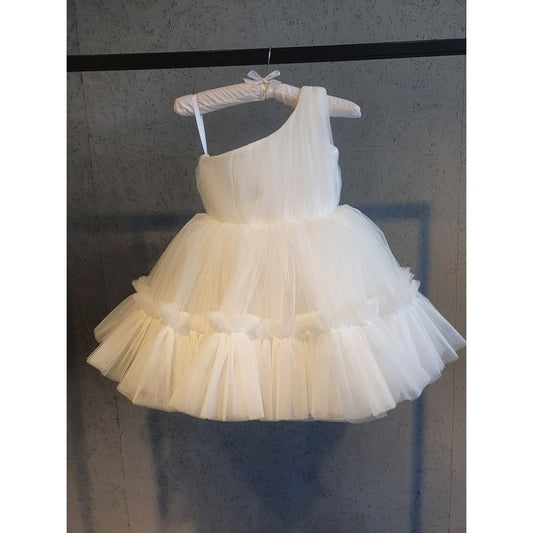 babyproud White Color Net Party Wear Kids Baby Frock