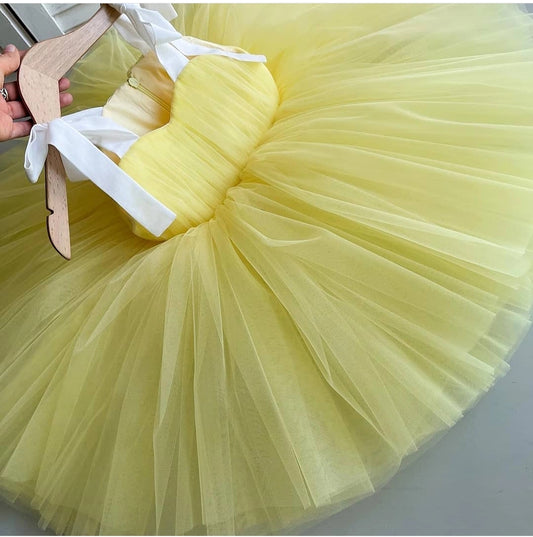 BABY PROUD YELLOW COLOR FROCK WITH HAIR BAND