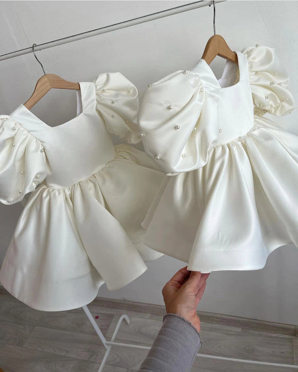babyproud white Party Wear Kids Baby Frock