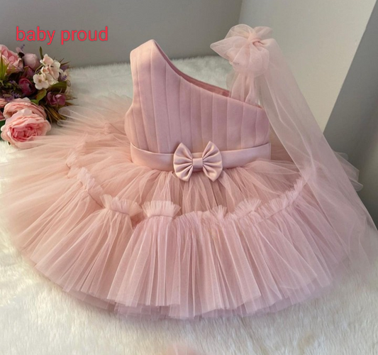 BABY PROUD PEACH COLOR FROCK WITH HAIR BAND