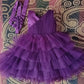 babyproud Wine Color Net Party Wear Kids Baby Frock