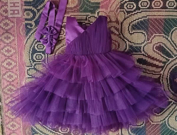babyproud Wine Color Net Party Wear Kids Baby Frock