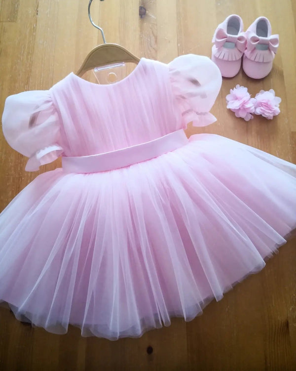 BABY PROUD PINK COLOR FROCK WITH HAIR BAND