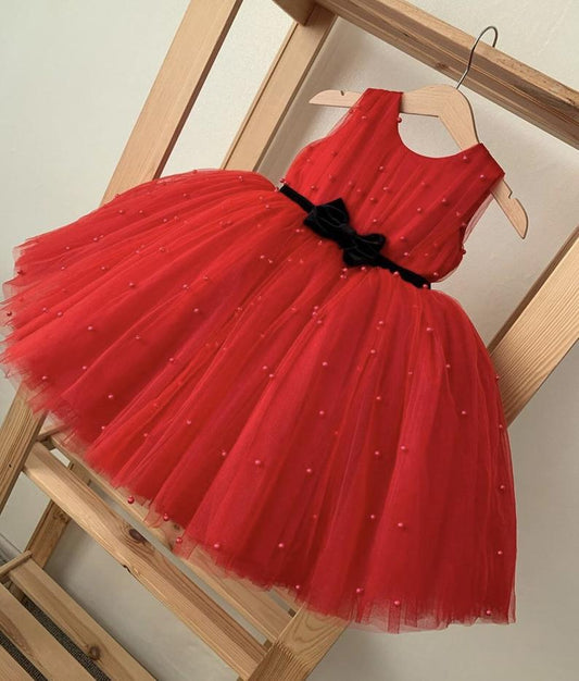 BABY PROUD RED COLOR FROCK WITH HAIR BAND