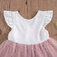 BABY PROUD WHITE AND PEACH COLOR FROCK WITH HAIR BAND