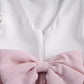 BABY PROUD WHITE AND PEACH COLOR FROCK WITH HAIR BAND