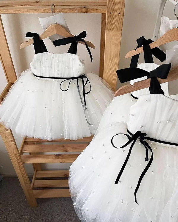 Babyproud White Net Pearls Party Wear Kids Baby Frock